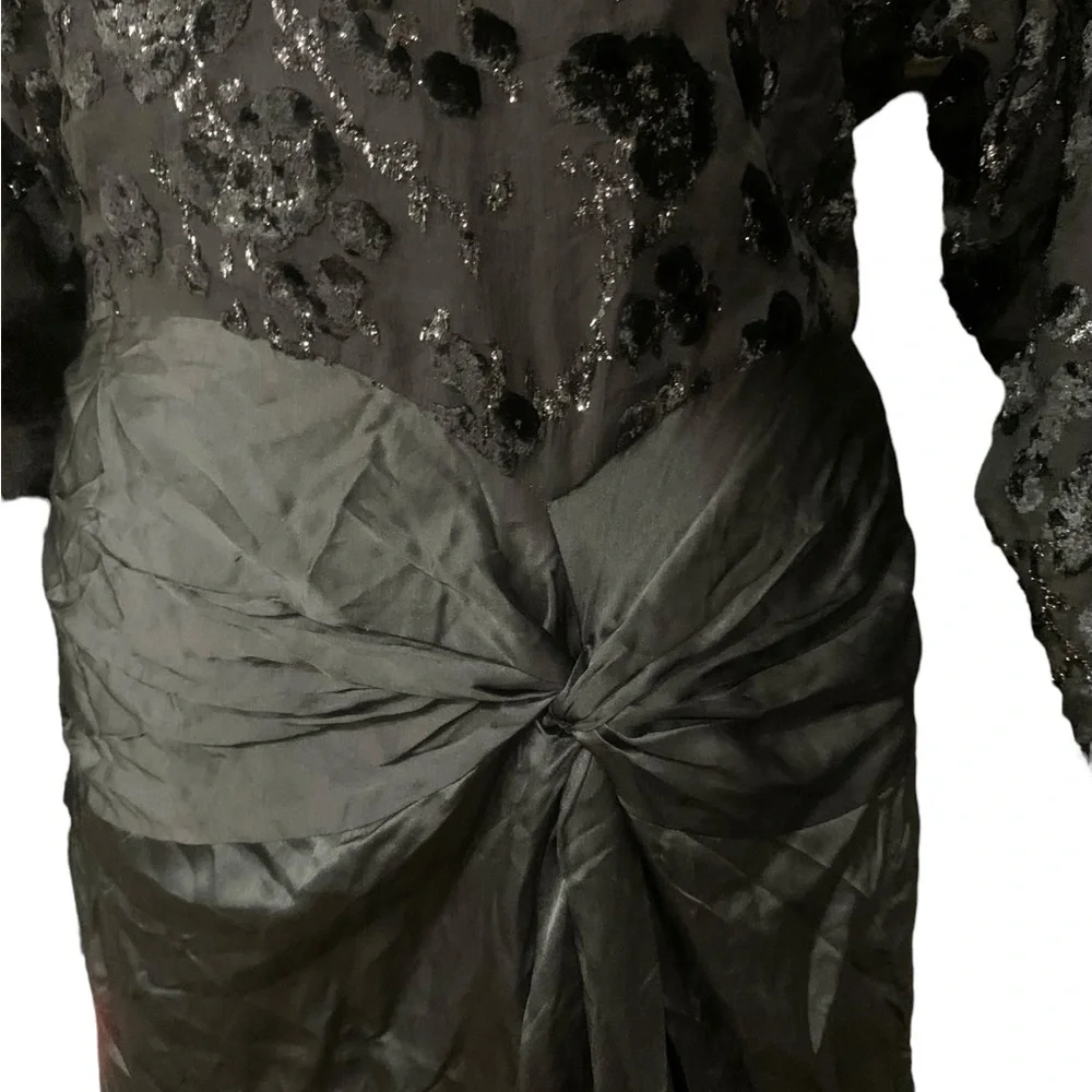 Vintage Saint Romei Black 100% pure Silk NWT  dress size 12 - Picture 2 of 9